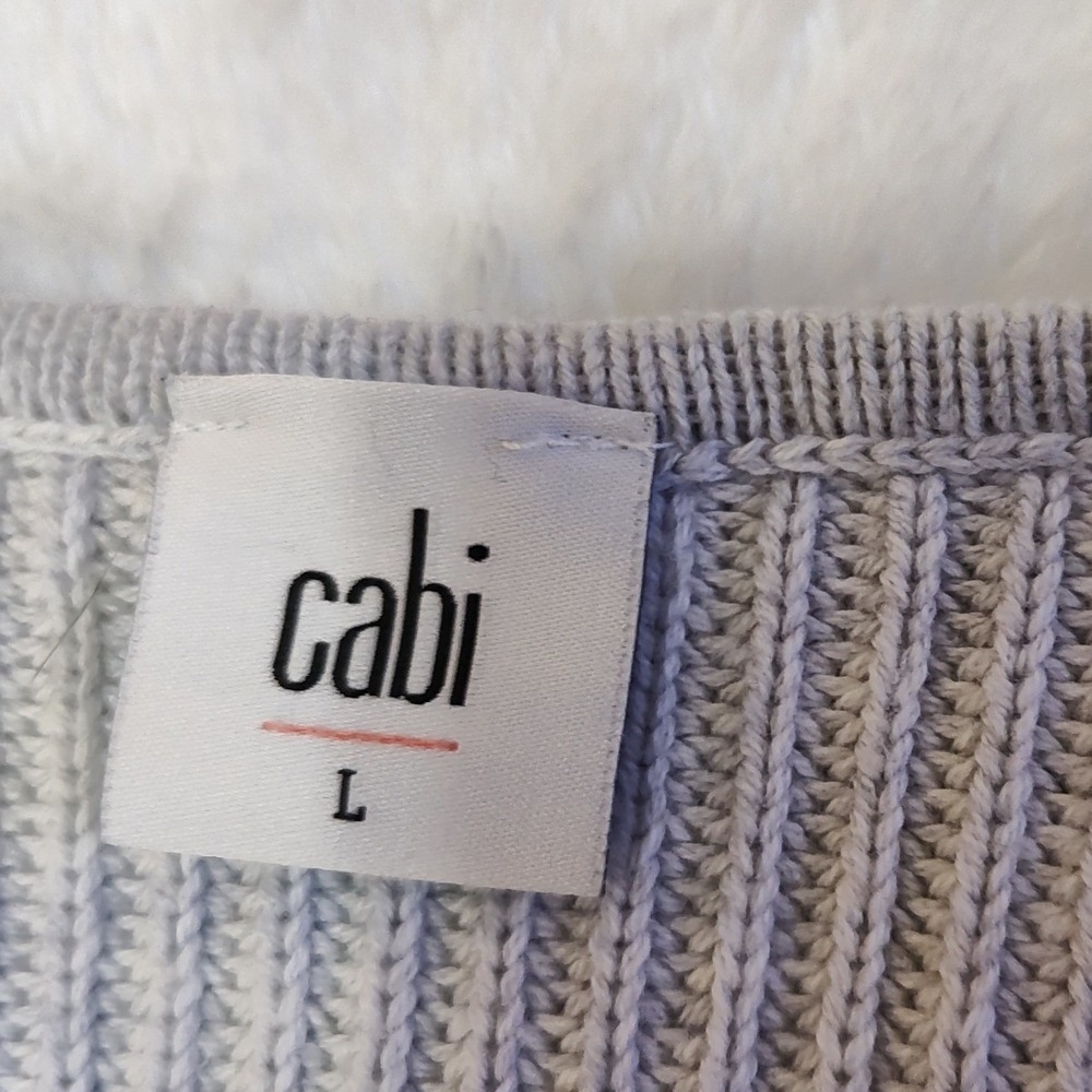 Cabi Womens Gray Ribbed Deep V Pullover Sweater Side Zippers Size Large #3531 - Picture 5 of 10